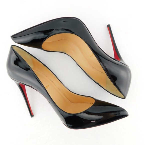 CHRISTIAN LOUBOUTIN Black Patent Stiletto Heels 38.5 - Picture 4 of 8